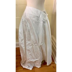 JIL‎ SANDER  White Cotton Poplin Knit Lattice Trim A-Line Skirt Made Italy Sz 48